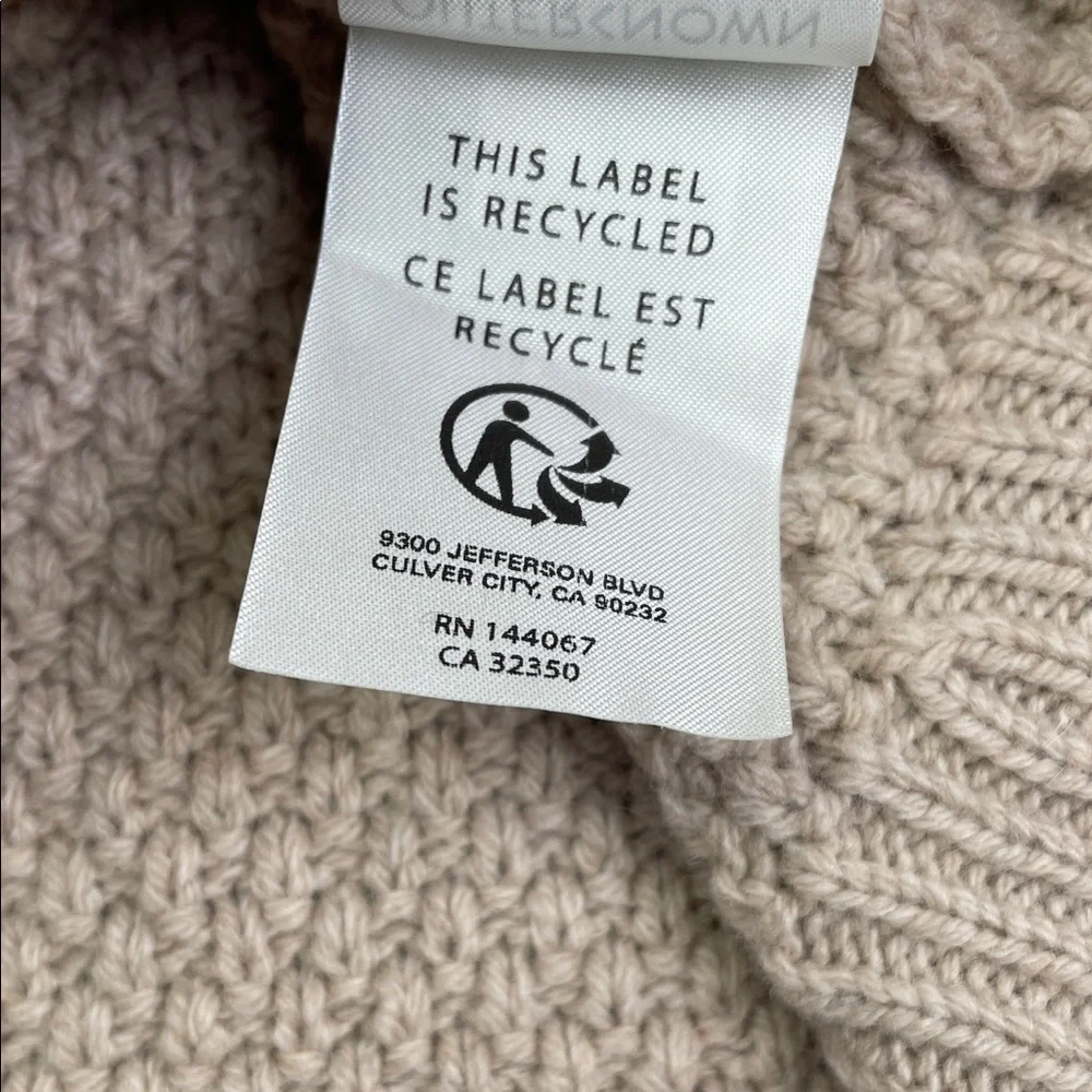 NEW Outerknown XXL Wool Cotton Harbor Knit Beige Textured Knit Sweater‎